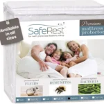 SafeRest Waterproof Queen Size Mattress Protector - Fitted with Stretchable Pockets - Machine Washable Cotton Blend Mattress Cover for Bed